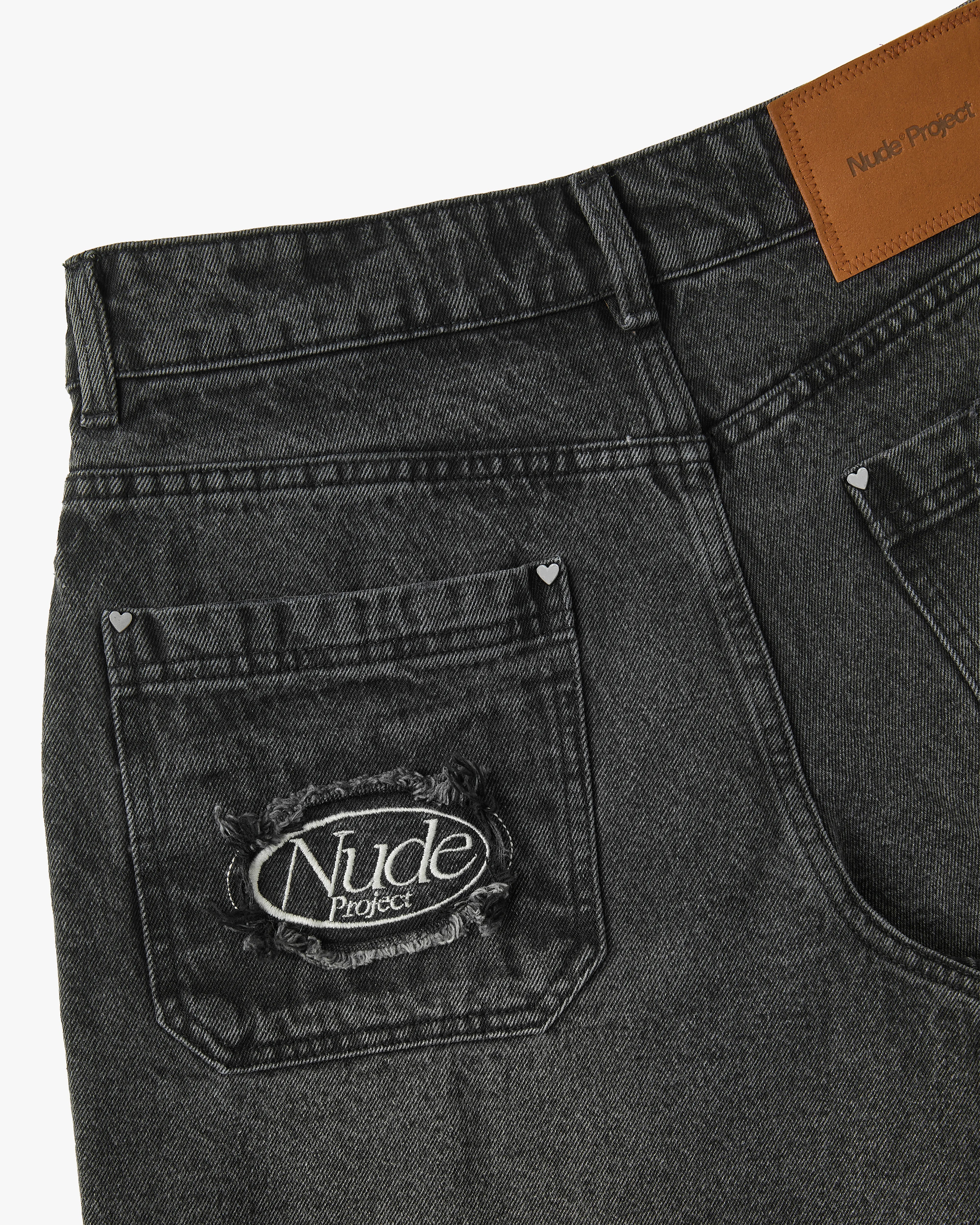 Straight Denim Shorts Black