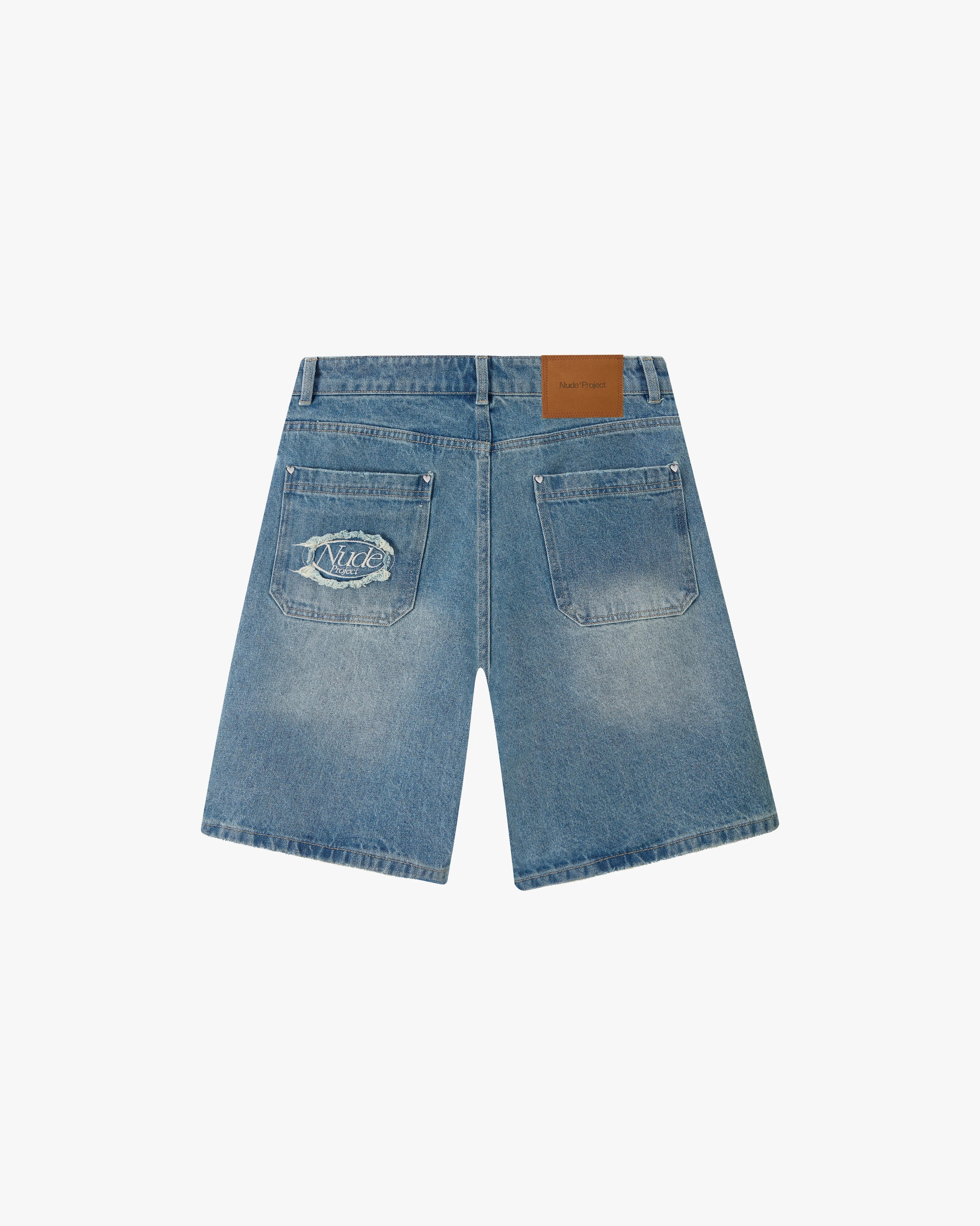 Straight Denim Shorts Medium Blue