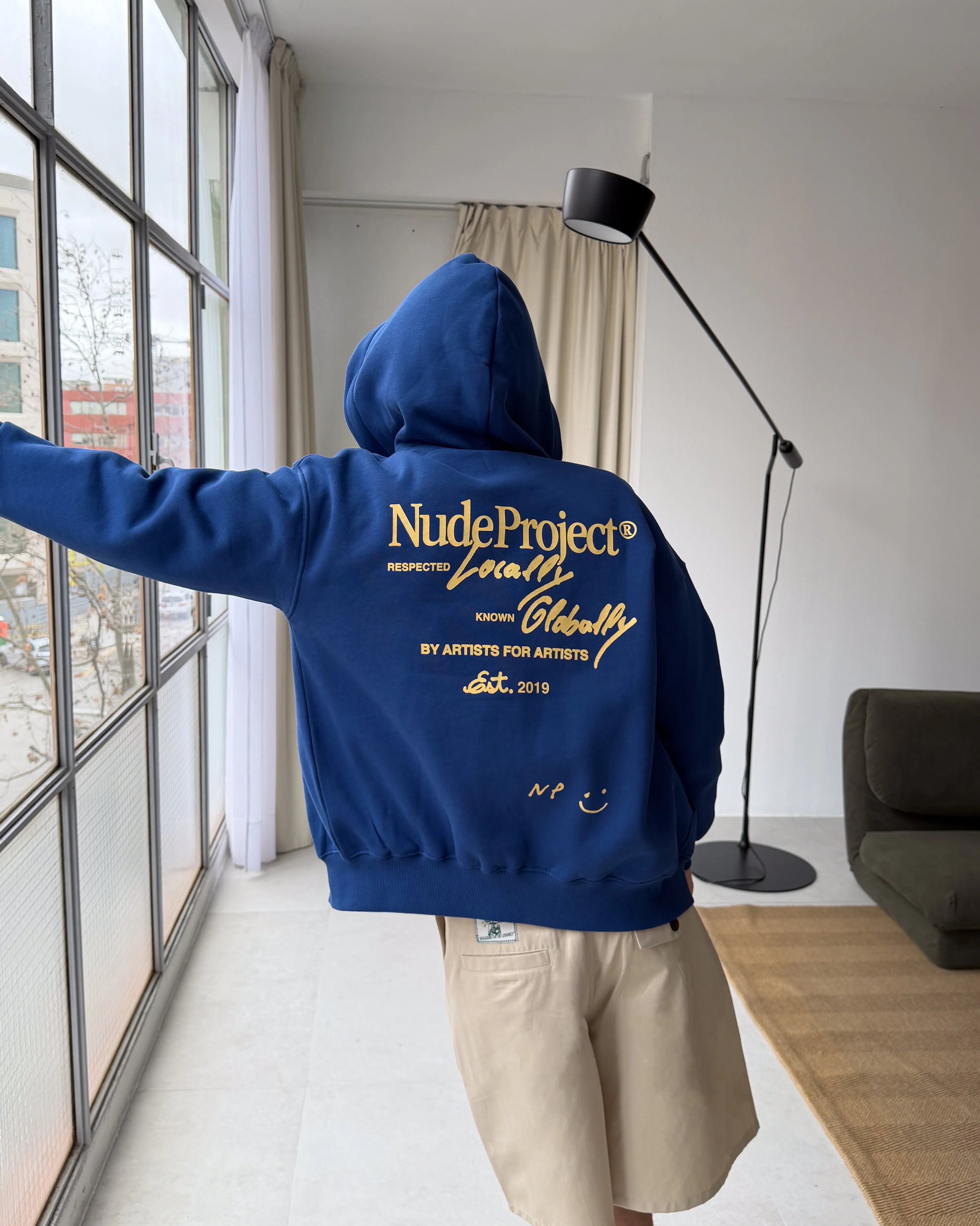 Global Soon Zip-Up Hoodie Blue