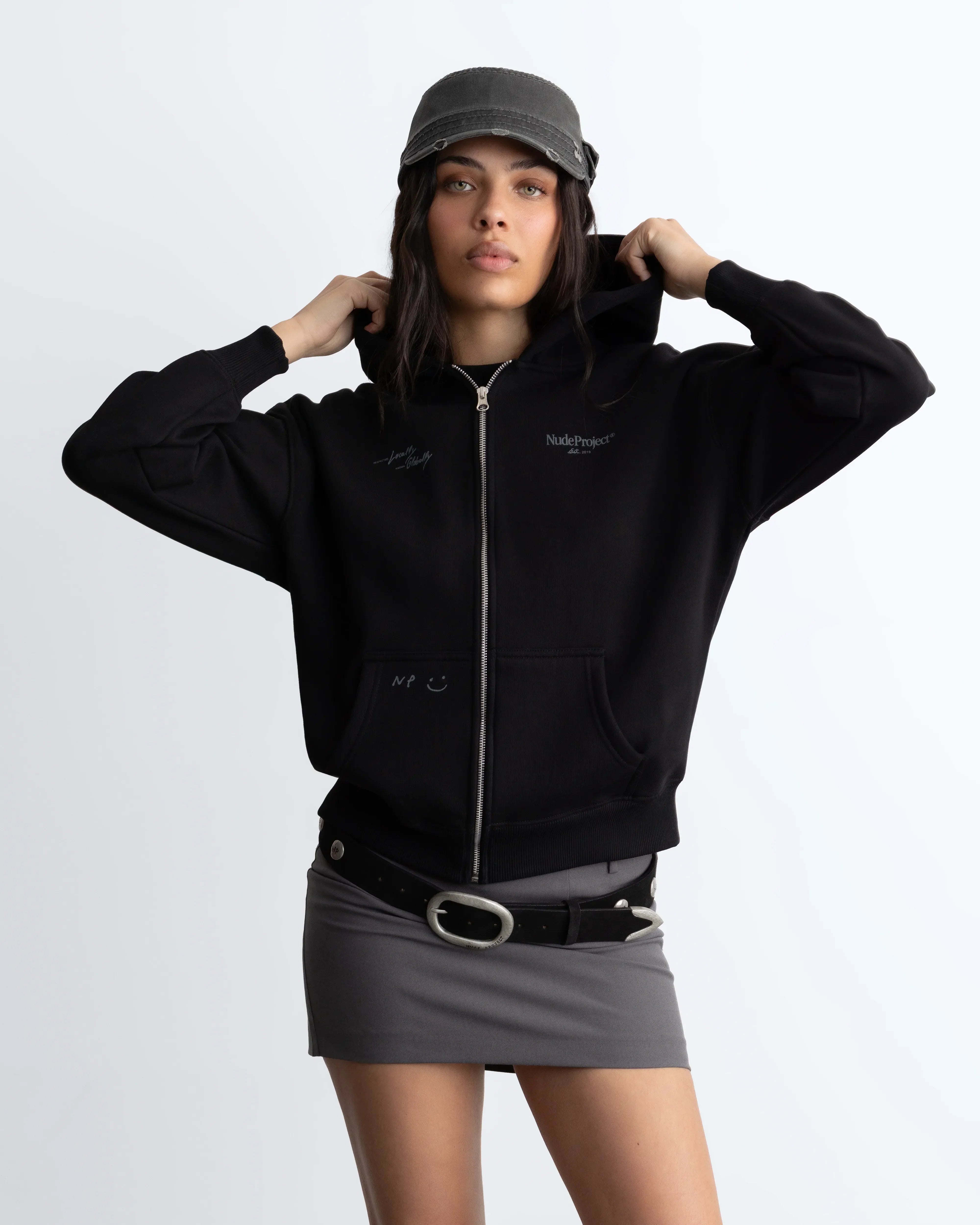 Global Soon Zip-Up Hoodie Black