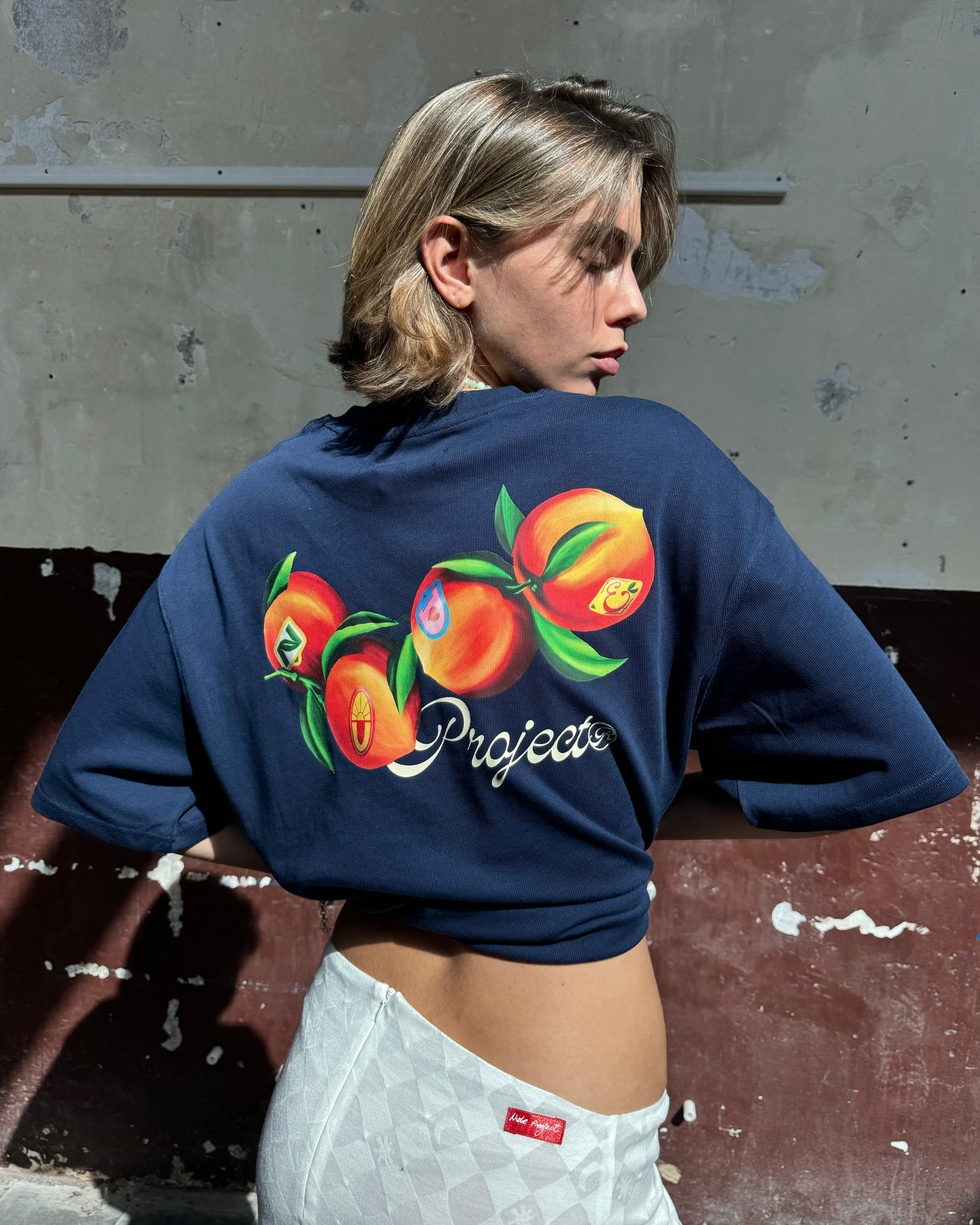 Peach Tee Navy
